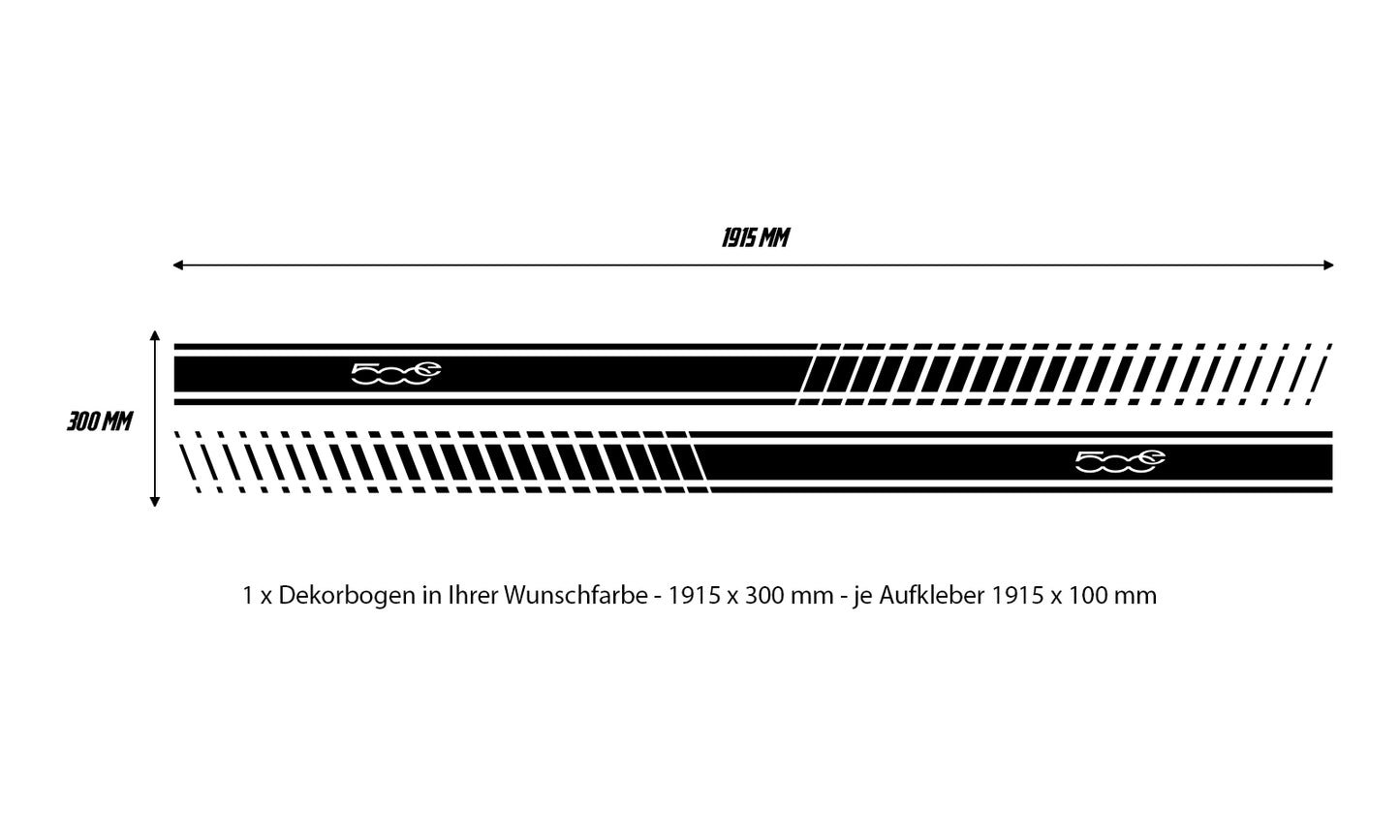 Fiat 500 - 500e Abarth Schriftzug Seitenstreifen - Set 30005