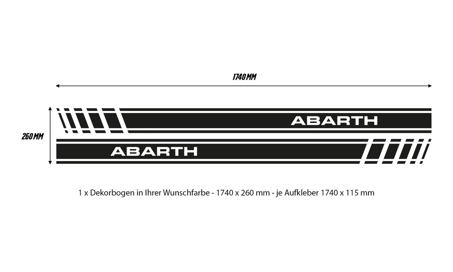 Fiat 500 Abarth lettering short side stripes - Set 30003
