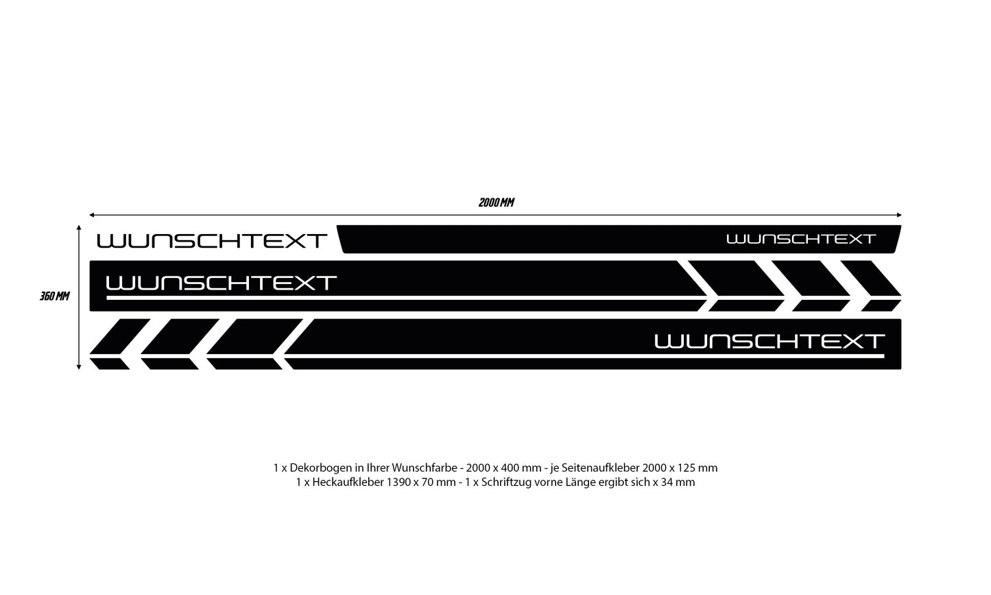 VW Bus T5 Wunschtext Seitenstreifen - Set 10005.01