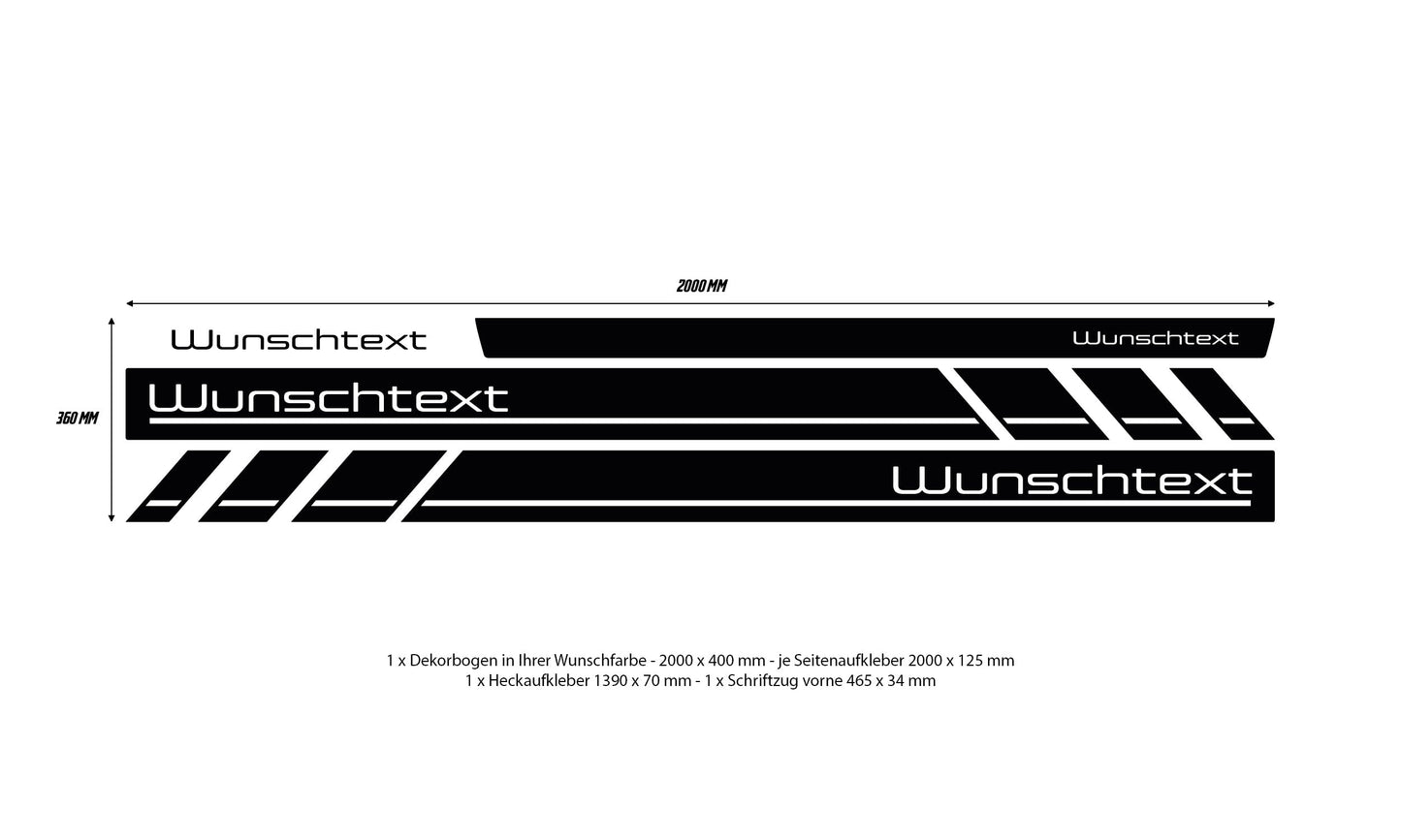 VW Bus T6 custom text side stripes - Set 10003.01
