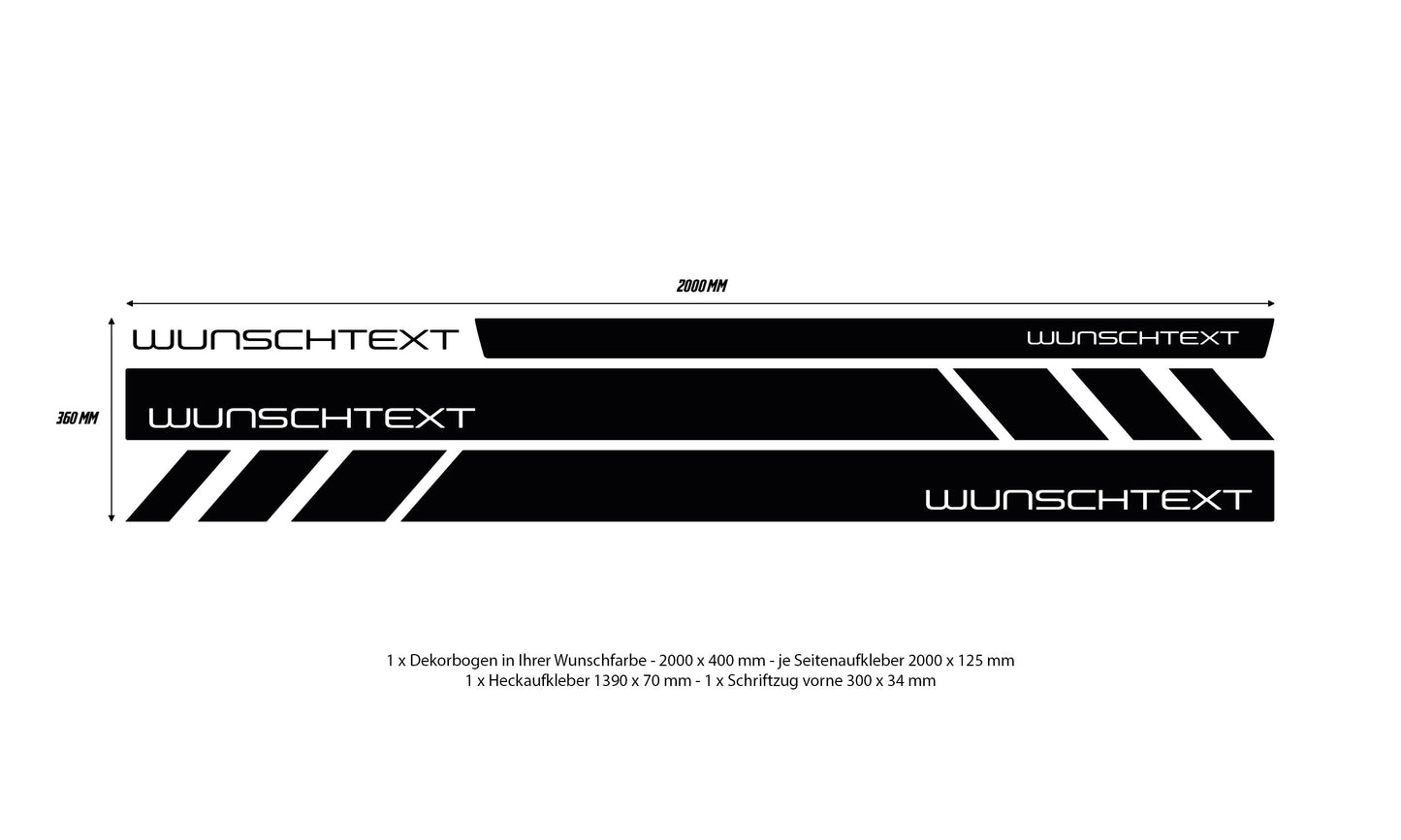 VW Bus T4 Seitenstreifen mit Wunschtext - Set 10002.01