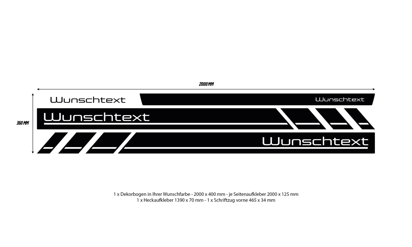 VW Bus T4 custom text side stripes - Set 10003.01