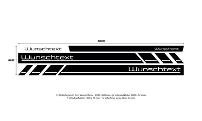 VW Bus T4 custom text side stripes - Set 10003.01
