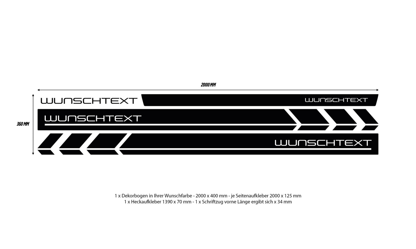 VW Bus T6 custom text side stripes - Set 10005.01