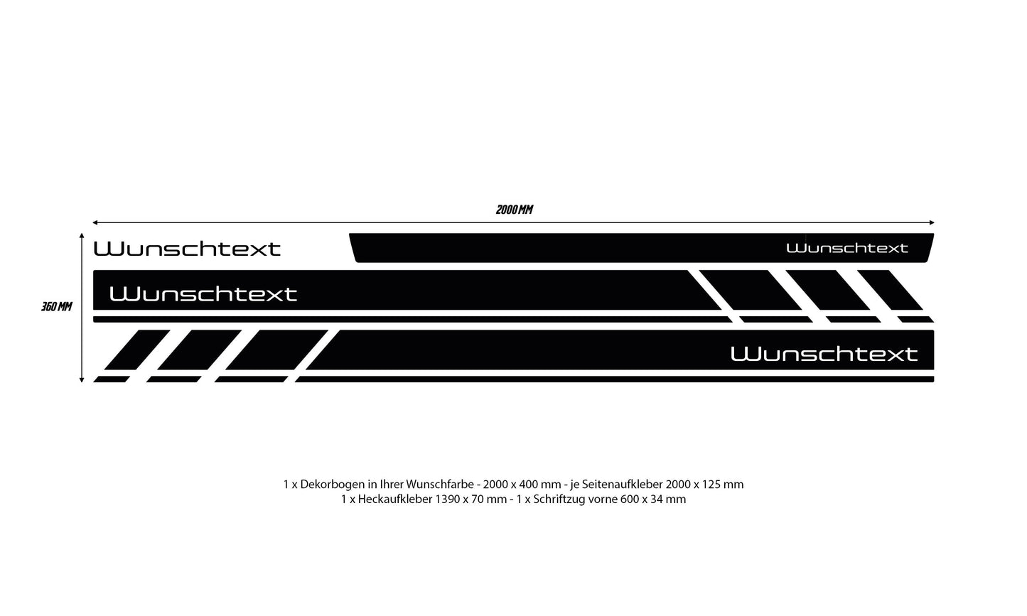 VW Bus T6 custom text side stripes - Set 10004.01