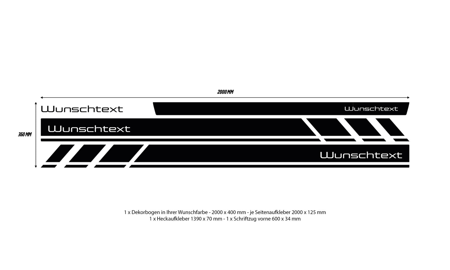 VW Bus T4 Wunschtext Seitenstreifen - Set 10004.01